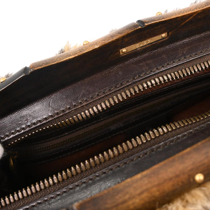 Gucci * Brown Fur Bamboo Handbag