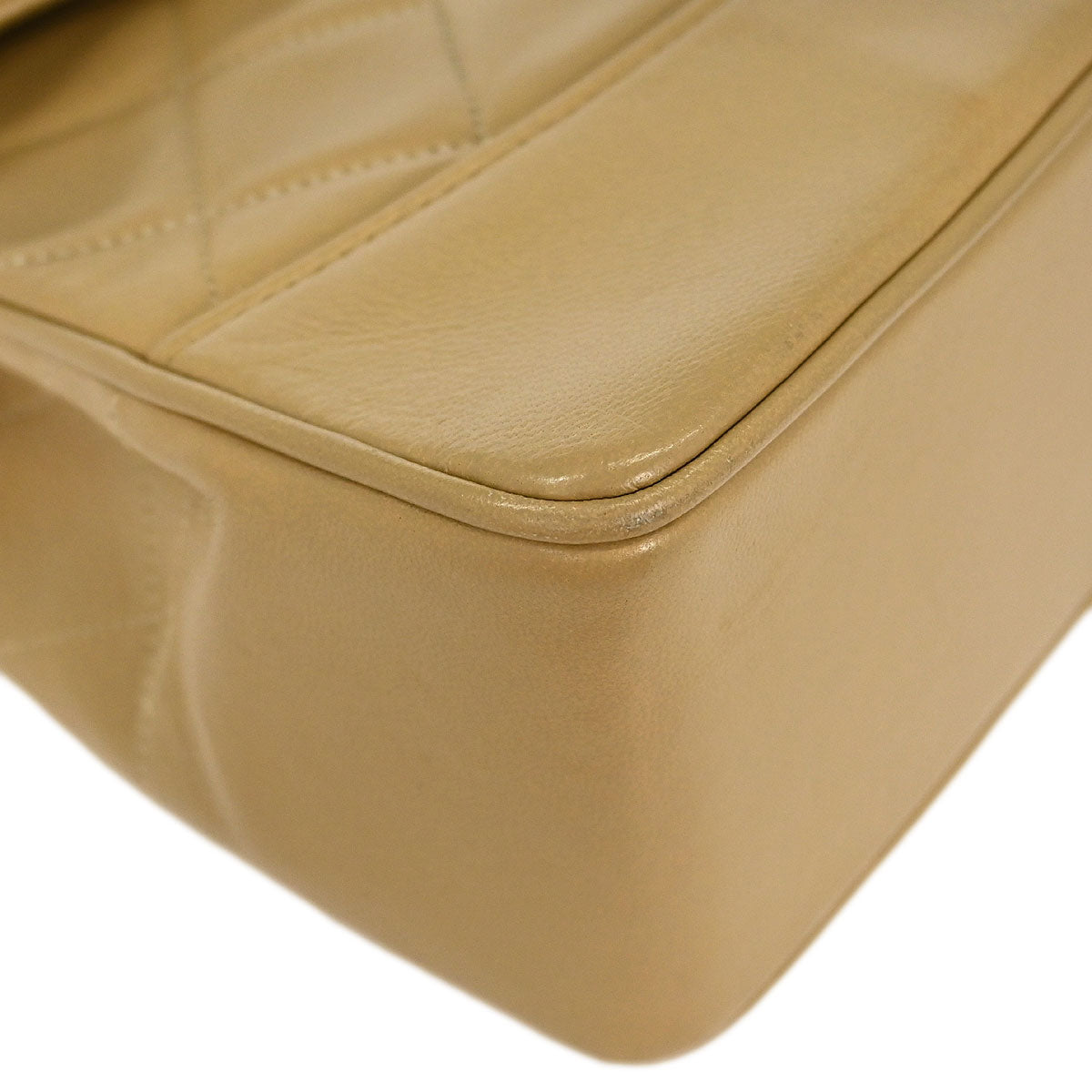 Chanel 1989-1991 Beige Lambskin Single Flap Shoulder Bag