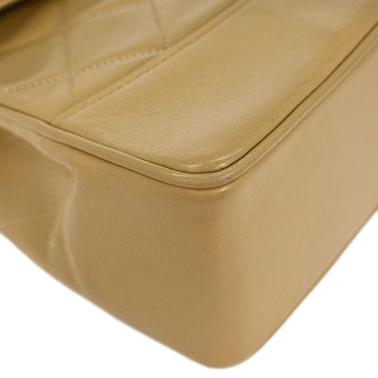Chanel 1989-1991 Beige Lambskin Single Flap Shoulder Bag