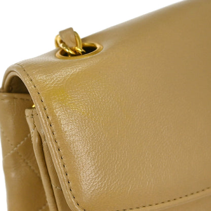 Chanel 1989-1991 Beige Lambskin Single Flap Shoulder Bag
