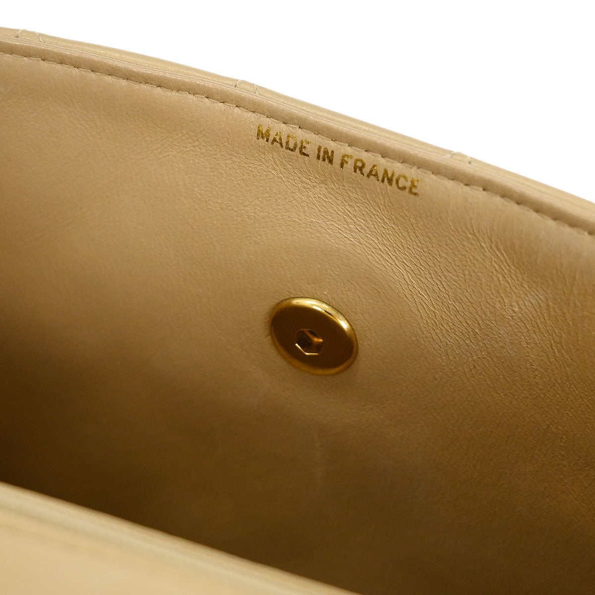 Chanel 1989-1991 Beige Lambskin Single Flap Shoulder Bag