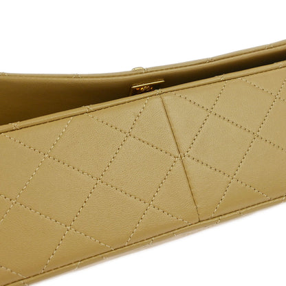 Chanel 1989-1991 Beige Lambskin Turnlock Small Full Flap Shoulder Bag