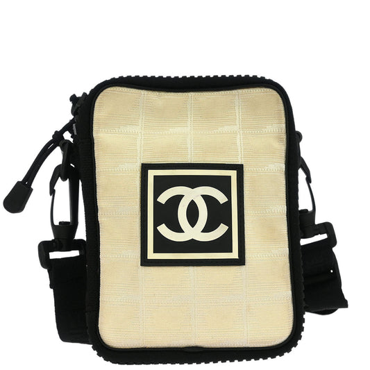 Chanel Black White Nylon Jacquard Travel Line Crossbody Bag