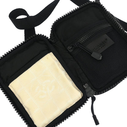 Chanel Black White Nylon Jacquard Travel Line Crossbody Bag