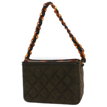 Chanel Brown Suede Acrylic Chain Handbag