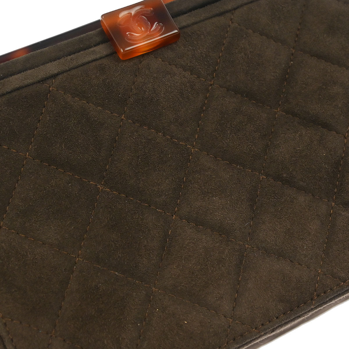 Chanel Brown Suede Acrylic Chain Handbag