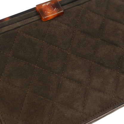 Chanel Brown Suede Acrylic Chain Handbag