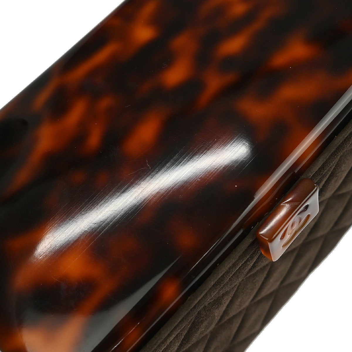 Chanel Brown Suede Acrylic Chain Handbag