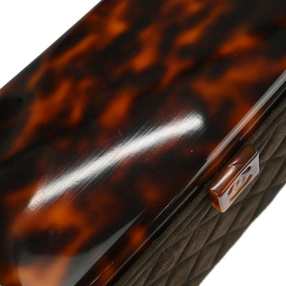 Chanel Brown Suede Acrylic Chain Handbag