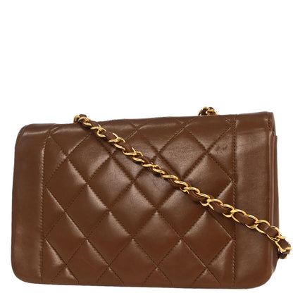 Chanel 1991-1994 Brown Lambskin Small Diana Shoulder Bag