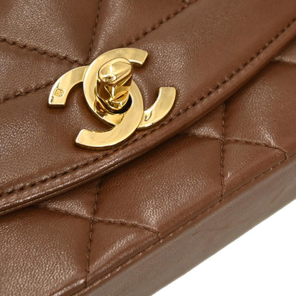 Chanel 1991-1994 Brown Lambskin Small Diana Shoulder Bag
