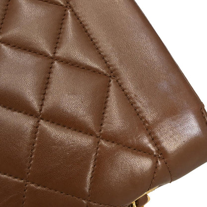 Chanel 1991-1994 Brown Lambskin Small Diana Shoulder Bag