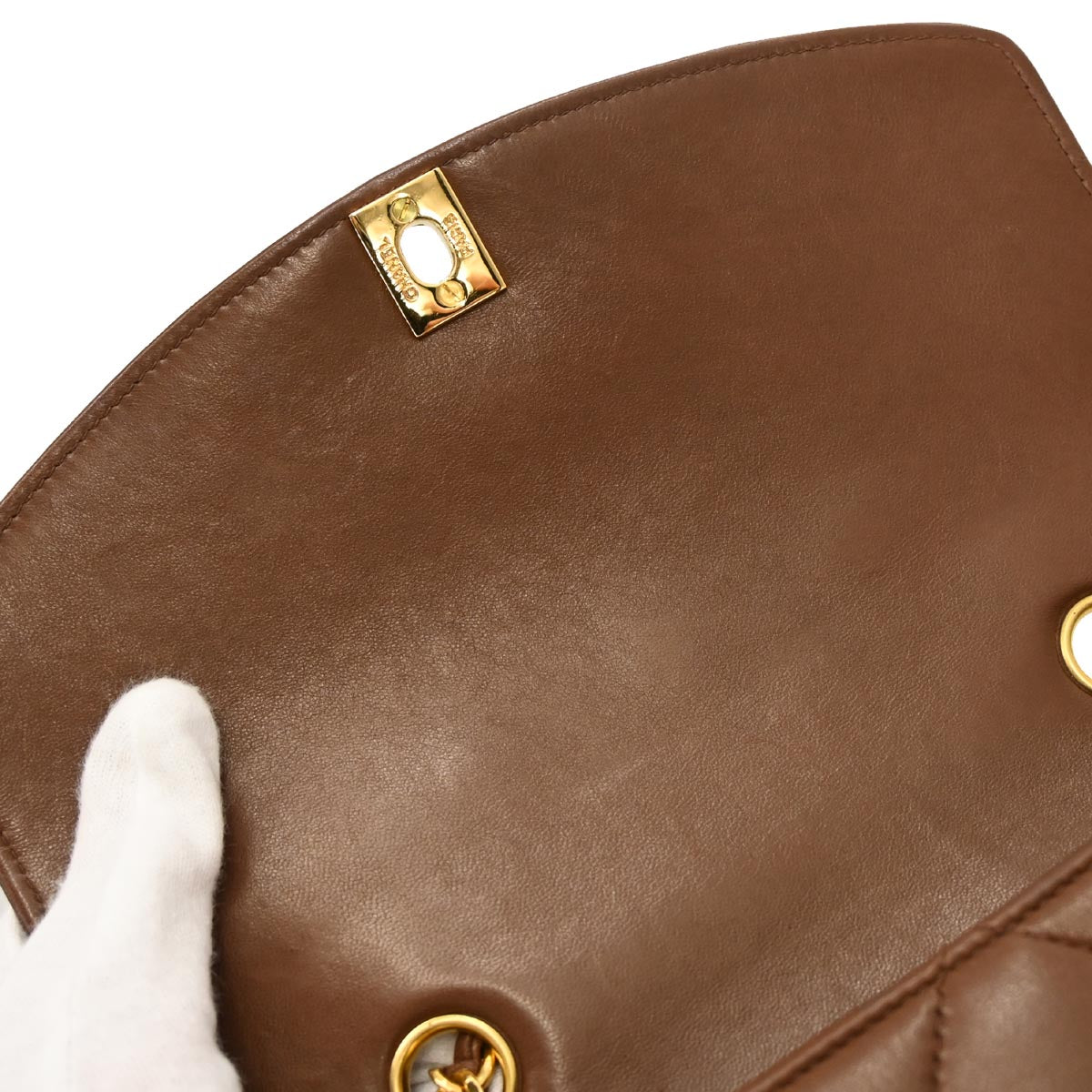 Chanel 1991-1994 Brown Lambskin Small Diana Shoulder Bag