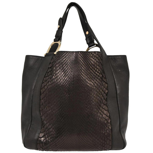 Gucci * Black Python Tote Bag