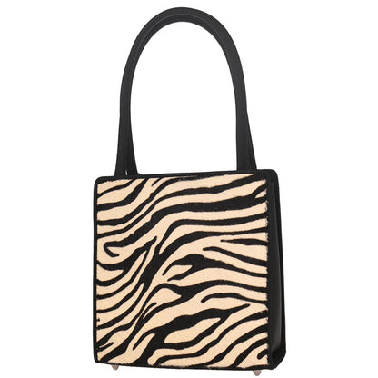 Christian Dior * White Black Pony Hair Satin Zebra Handbag