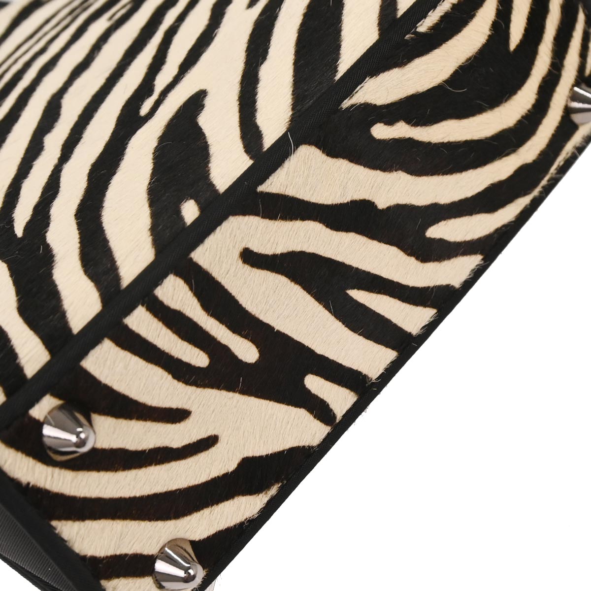 Christian Dior * White Black Pony Hair Satin Zebra Handbag