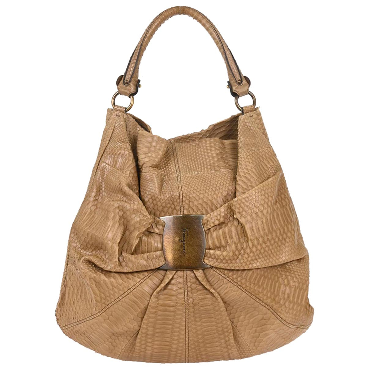 Salvatore Ferragamo * Beige Python Handbag