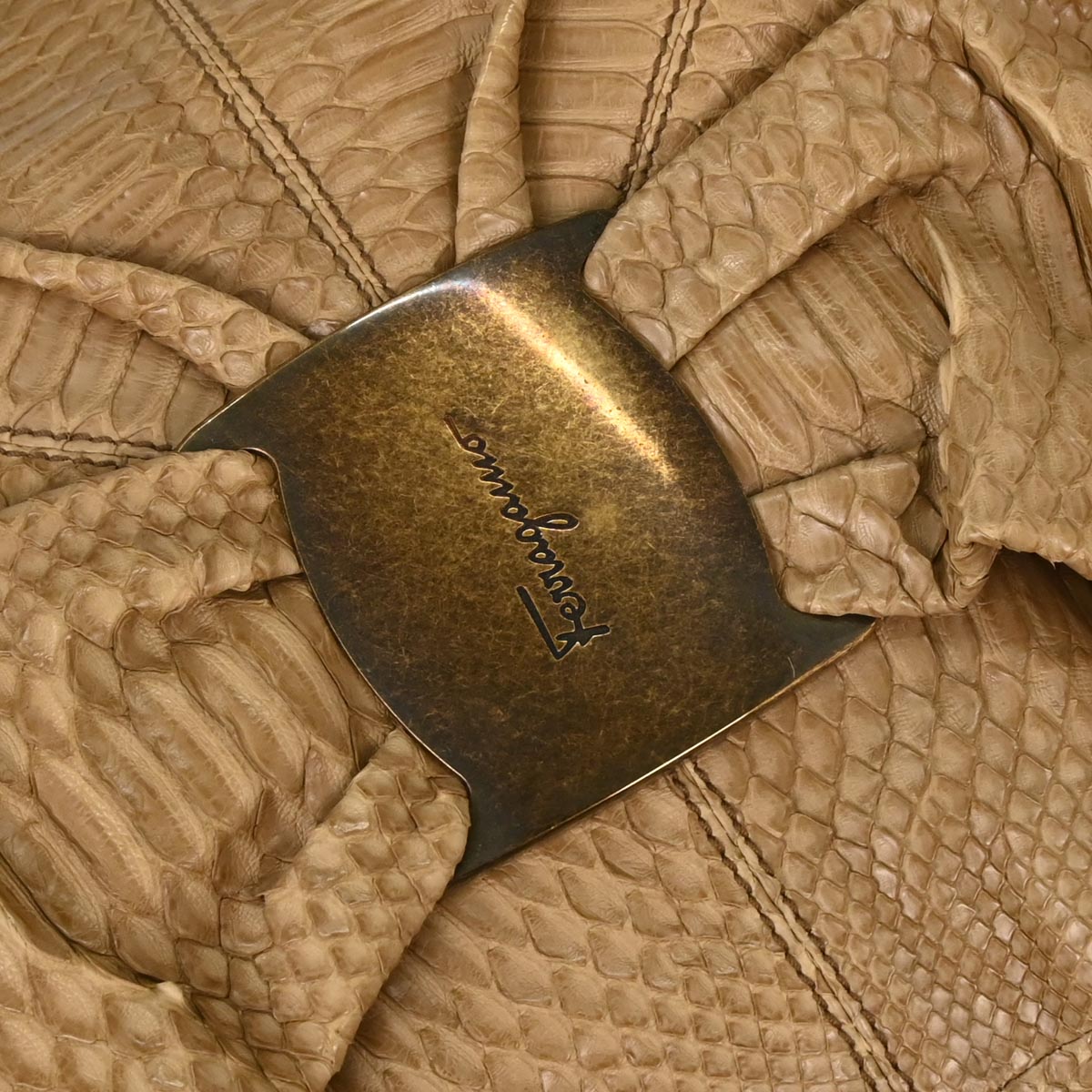 Salvatore Ferragamo * Beige Python Handbag