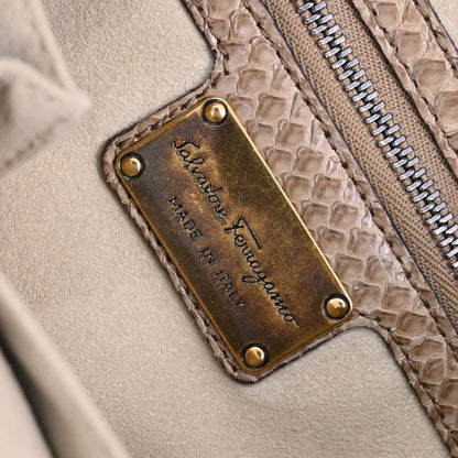Salvatore Ferragamo * Beige Python Handbag