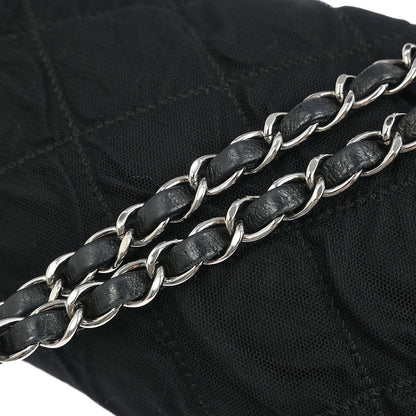 Chanel 2006-2008 Black Nylon Mesh Lambskin Single Flap Shoulder Bag