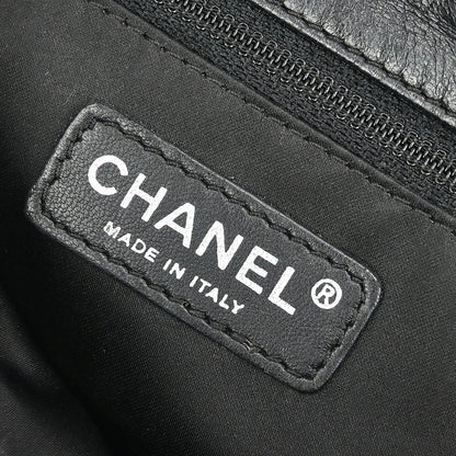 Chanel 2006-2008 Black Nylon Mesh Lambskin Single Flap Shoulder Bag