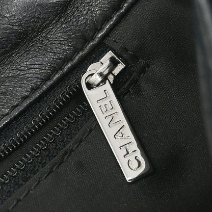 Chanel 2006-2008 Black Nylon Mesh Lambskin Single Flap Shoulder Bag
