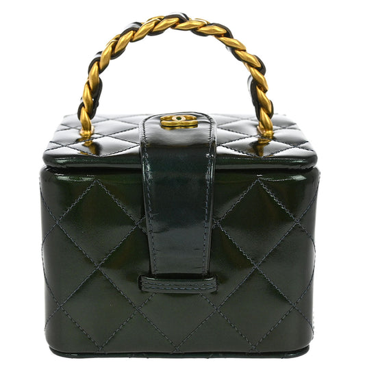 Chanel Green Patent Leather Vanity Handbag