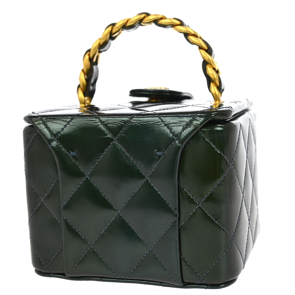 Chanel Green Patent Leather Vanity Handbag