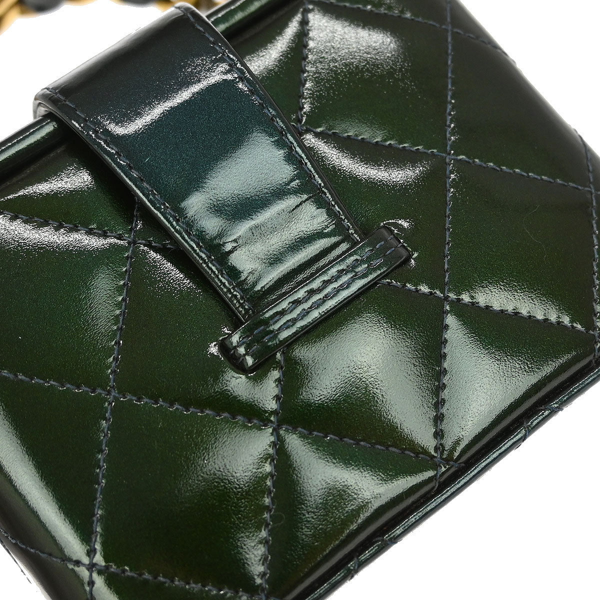 Chanel Green Patent Leather Vanity Handbag