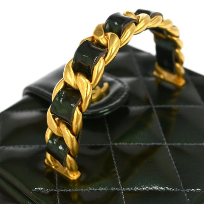 Chanel Green Patent Leather Vanity Handbag