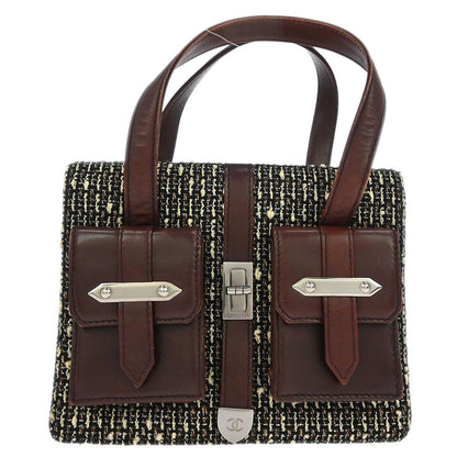 Chanel Brown Tweed Mademoiselle Lock Handbag