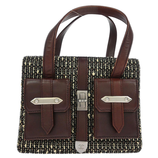 Chanel Brown Tweed Mademoiselle Lock Handbag