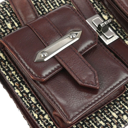 Chanel Brown Tweed Mademoiselle Lock Handbag