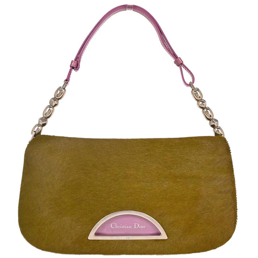 Christian Dior * Green Python Pony Hair Malice Handbag