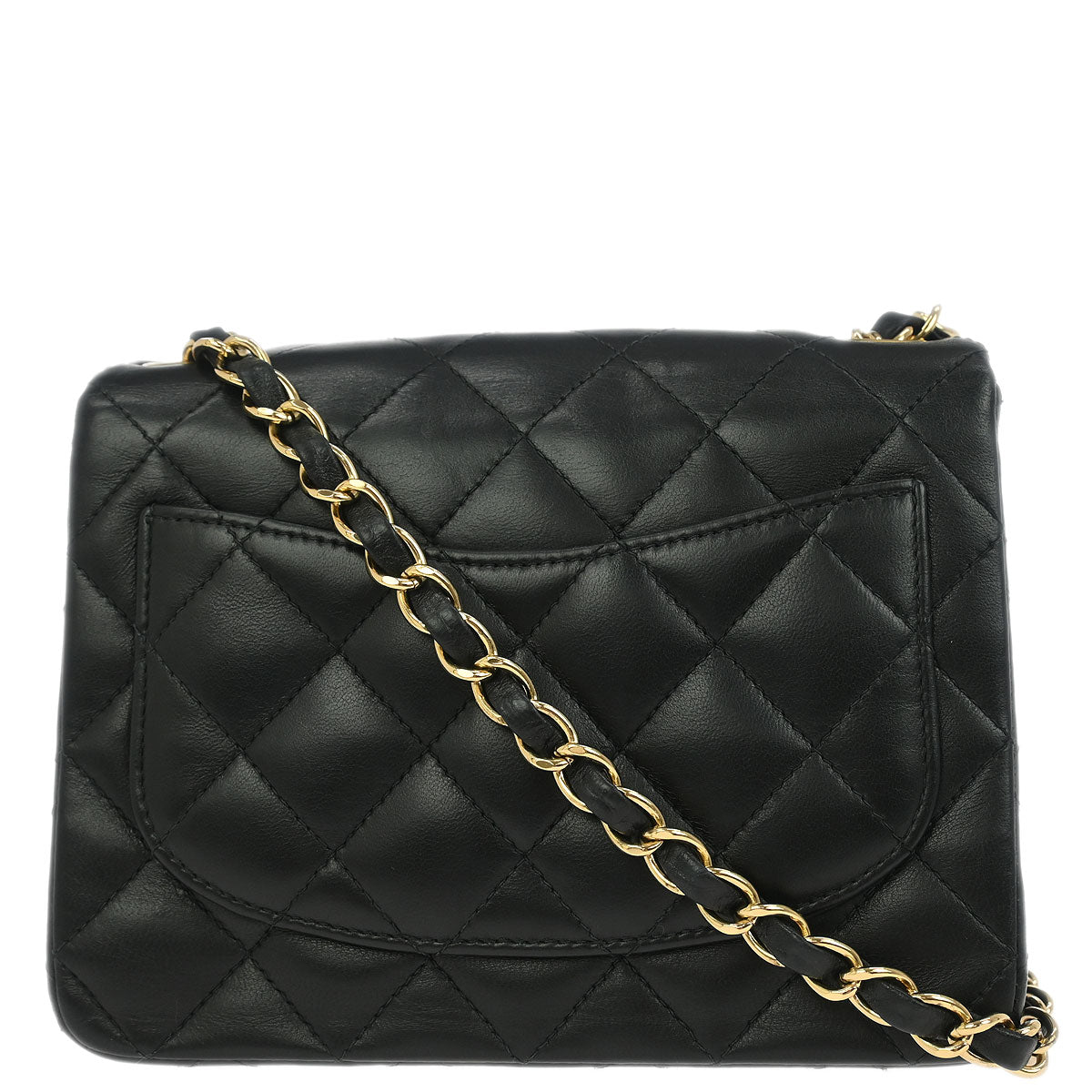 Chanel 2003-2004 Black Lambskin Mini Classic Square Flap Shoulder Bag