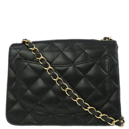 Chanel 2003-2004 Black Lambskin Mini Classic Square Flap Shoulder Bag