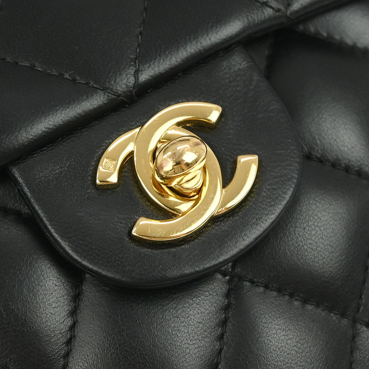 Chanel 2003-2004 Black Lambskin Mini Classic Square Flap Shoulder Bag