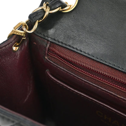 Chanel 2003-2004 Black Lambskin Mini Classic Square Flap Shoulder Bag