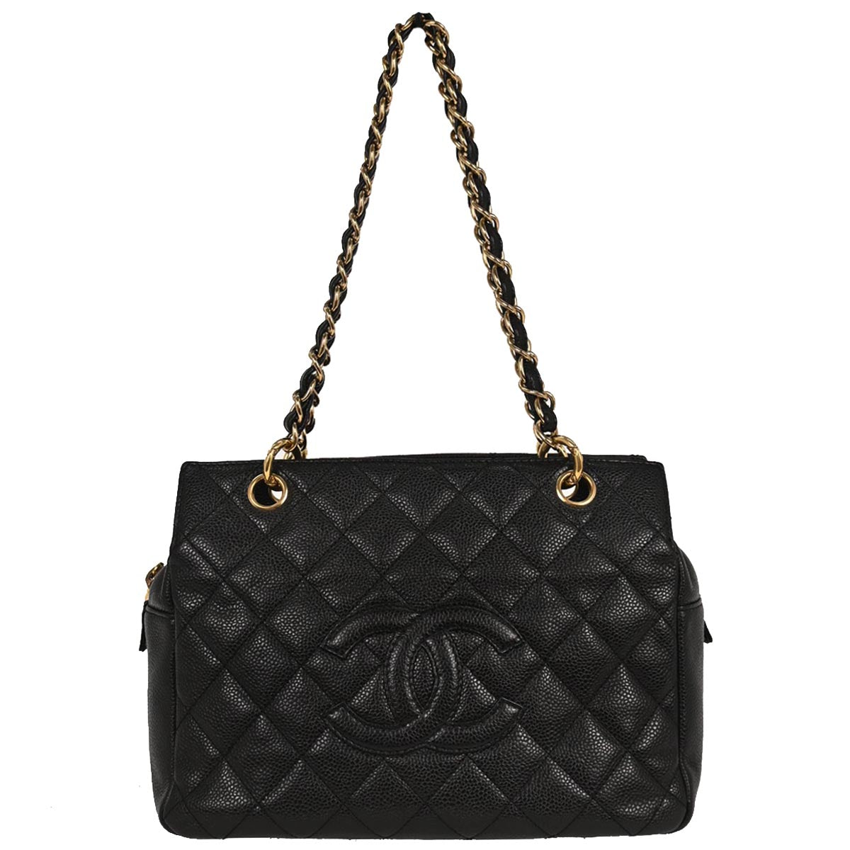Chanel Black Caviar Petite Timeless Tote PTT Chain Handbag