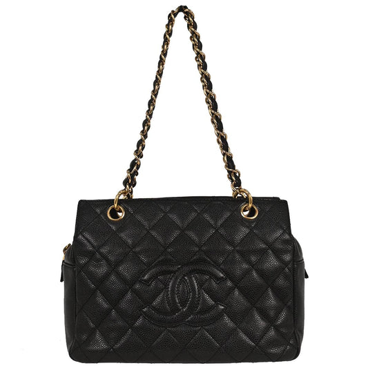 Chanel Black Caviar Petite Timeless Tote PTT Chain Handbag