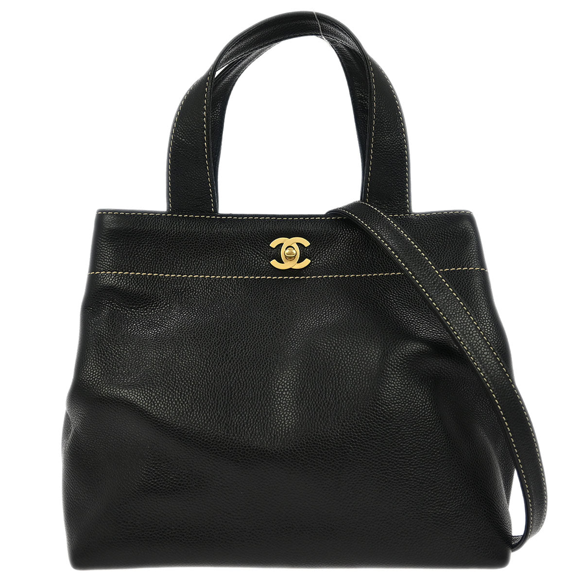 Chanel Black Caviar 2way Shoulder Tote Bag