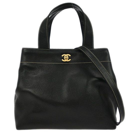 Chanel Black Caviar 2way Shoulder Tote Bag