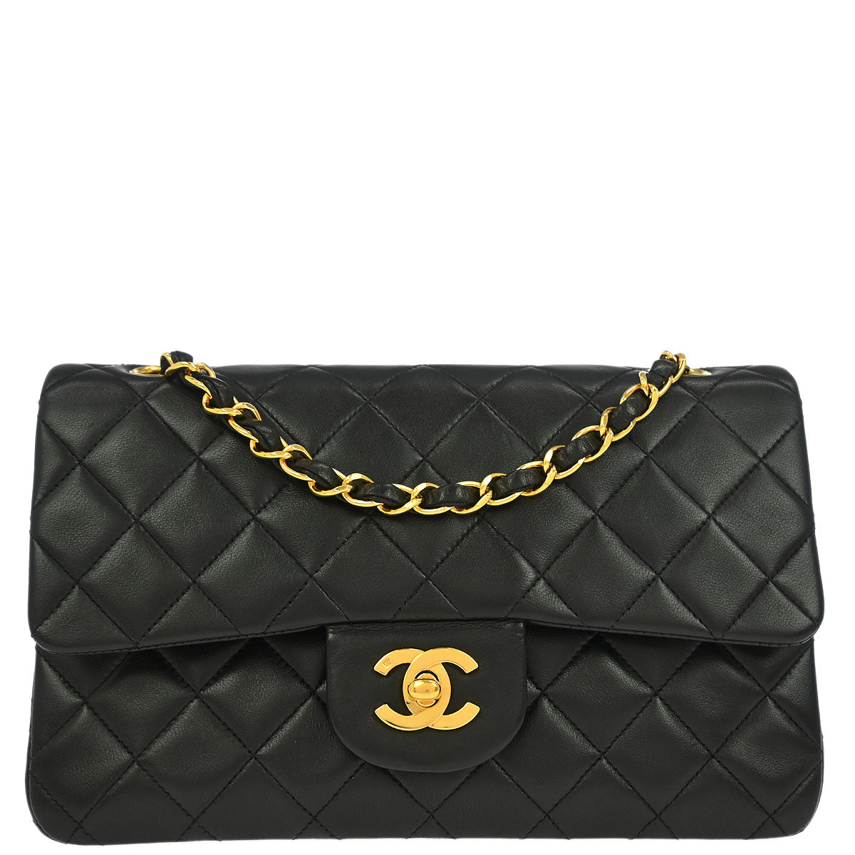 Chanel Black Lambskin Small Classic Double Flap Shoulder Bag