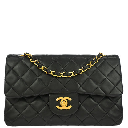 Chanel Black Lambskin Small Classic Double Flap Shoulder Bag
