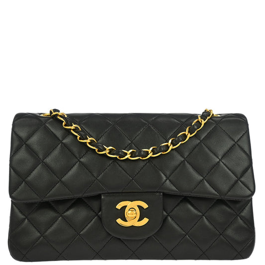 Chanel Black Lambskin Small Classic Double Flap Shoulder Bag