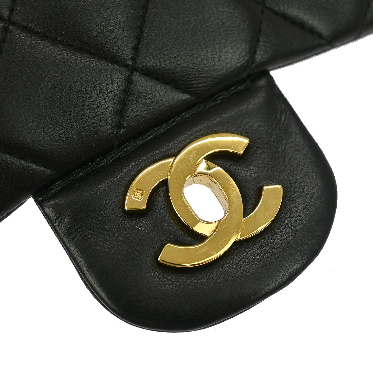 Chanel Black Lambskin Small Classic Double Flap Shoulder Bag