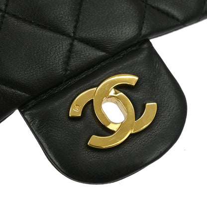 Chanel Black Lambskin Small Classic Double Flap Shoulder Bag