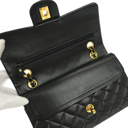 Chanel Black Lambskin Small Classic Double Flap Shoulder Bag