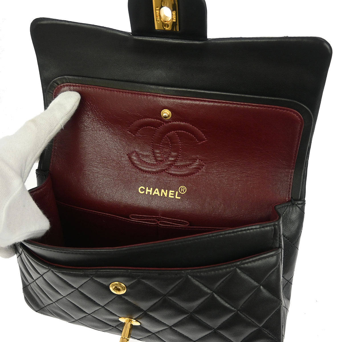 Chanel Black Lambskin Small Classic Double Flap Shoulder Bag