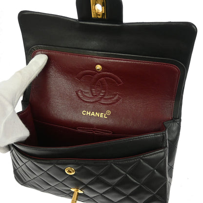 Chanel Black Lambskin Small Classic Double Flap Shoulder Bag